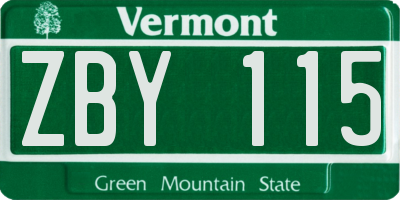 VT license plate ZBY115