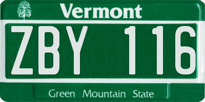 VT license plate ZBY116