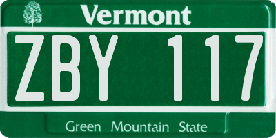 VT license plate ZBY117