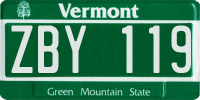 VT license plate ZBY119