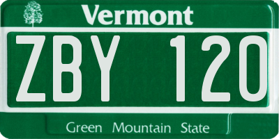 VT license plate ZBY120