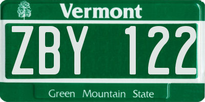 VT license plate ZBY122