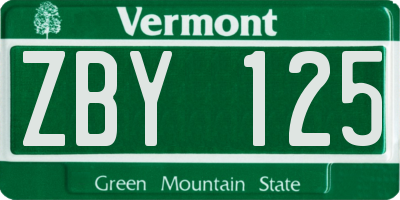 VT license plate ZBY125