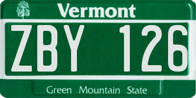 VT license plate ZBY126
