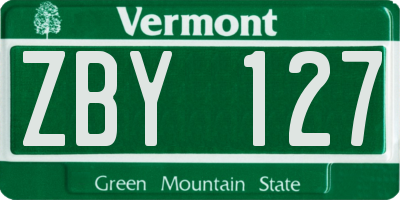VT license plate ZBY127
