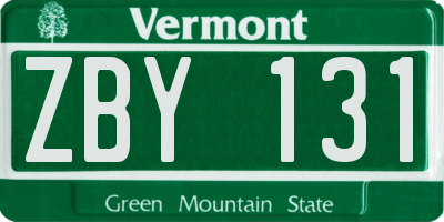 VT license plate ZBY131