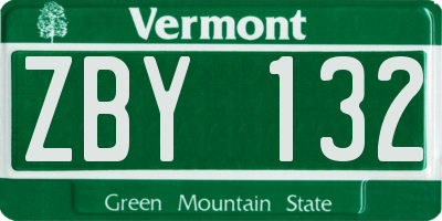 VT license plate ZBY132