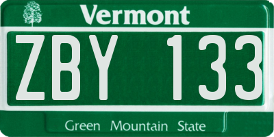 VT license plate ZBY133