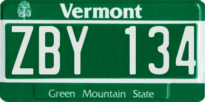 VT license plate ZBY134