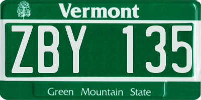 VT license plate ZBY135