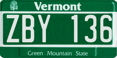 VT license plate ZBY136