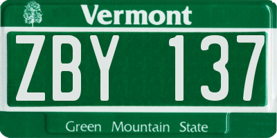 VT license plate ZBY137
