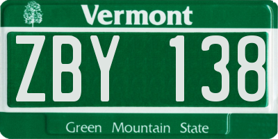 VT license plate ZBY138