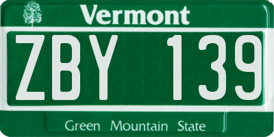 VT license plate ZBY139
