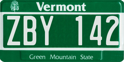 VT license plate ZBY142