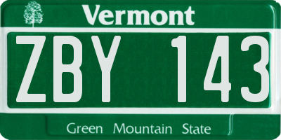VT license plate ZBY143