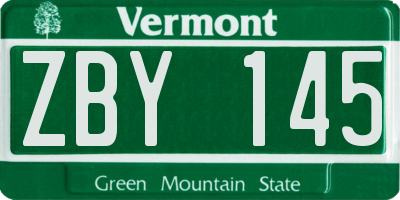 VT license plate ZBY145