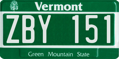 VT license plate ZBY151