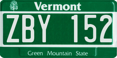 VT license plate ZBY152