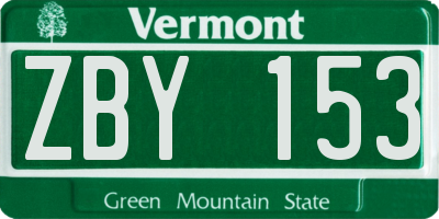 VT license plate ZBY153