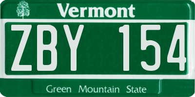 VT license plate ZBY154