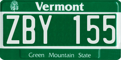 VT license plate ZBY155