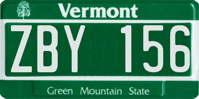VT license plate ZBY156