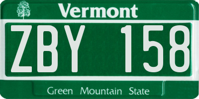 VT license plate ZBY158