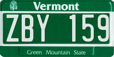 VT license plate ZBY159