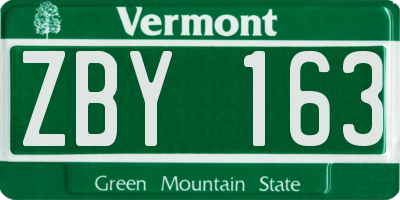VT license plate ZBY163