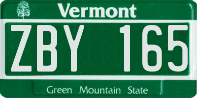 VT license plate ZBY165