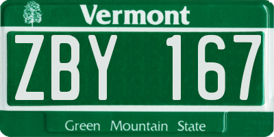 VT license plate ZBY167