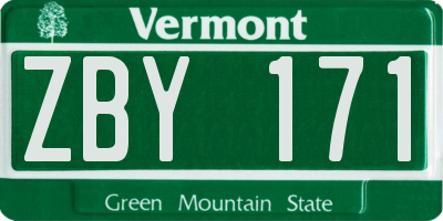 VT license plate ZBY171