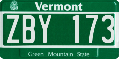 VT license plate ZBY173