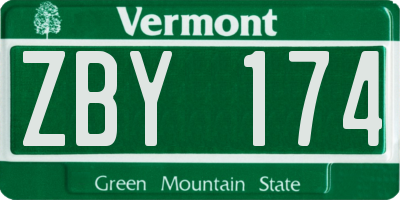 VT license plate ZBY174