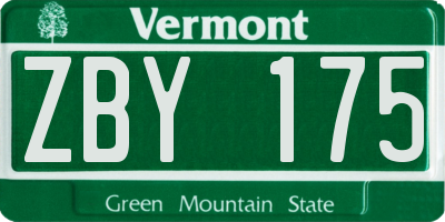 VT license plate ZBY175