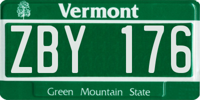VT license plate ZBY176