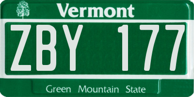 VT license plate ZBY177