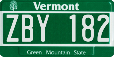 VT license plate ZBY182
