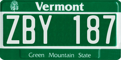 VT license plate ZBY187