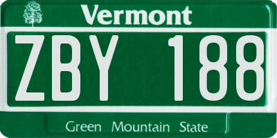 VT license plate ZBY188