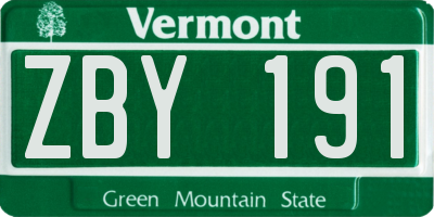 VT license plate ZBY191