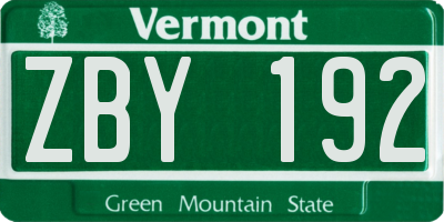 VT license plate ZBY192