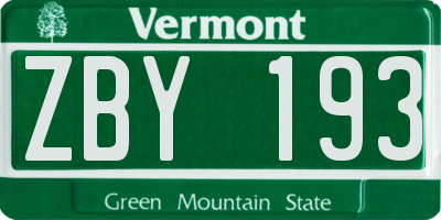 VT license plate ZBY193