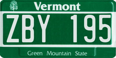 VT license plate ZBY195