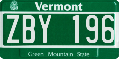 VT license plate ZBY196