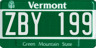 VT license plate ZBY199