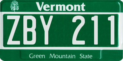 VT license plate ZBY211