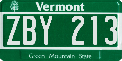 VT license plate ZBY213
