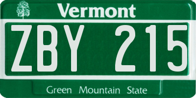 VT license plate ZBY215